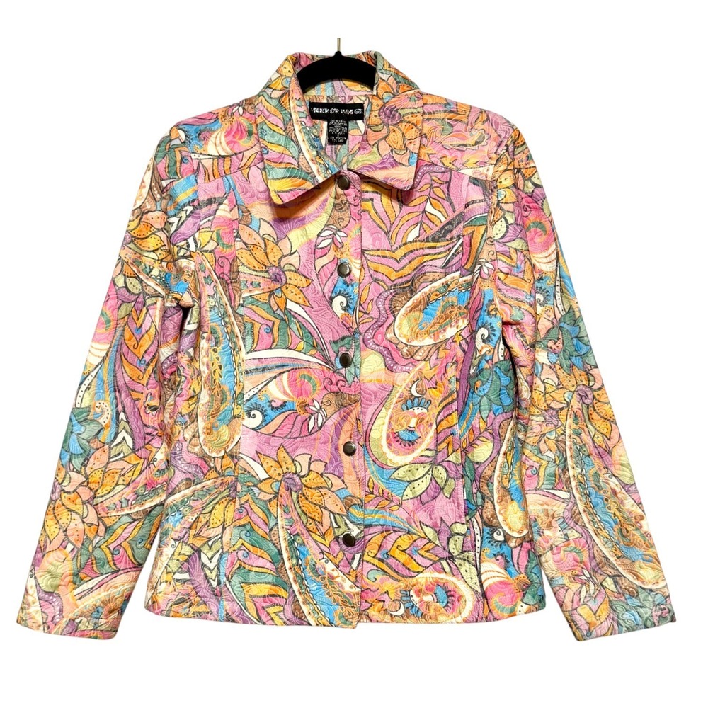 Mirror Image Psychedelic Revival Jacket Women Sz S Retro Mod Dopamine Dressing